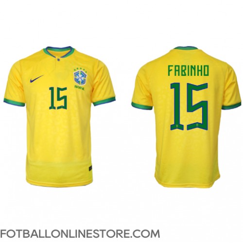 Billige Brasil Fabinho #15 Hjemmetrøye VM 2022 Kortermet